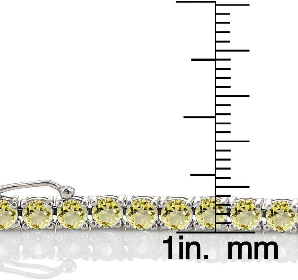 Ice Gems Sterling Silver Genuine or Created Gemstone 4mm Round Tennis Bracelet