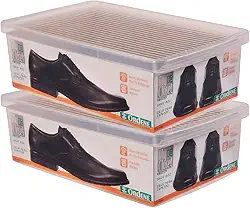 Kit 2 Caixa Organizadora De Sapatos Grande Para Closet Transparente