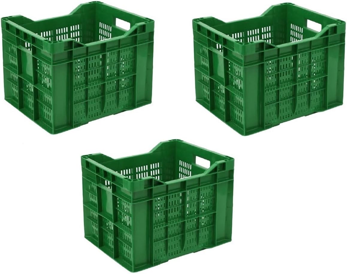 Thijaari Plastic Heavy Duty Multipurpose Crate 3 Piece Green or Random Colours