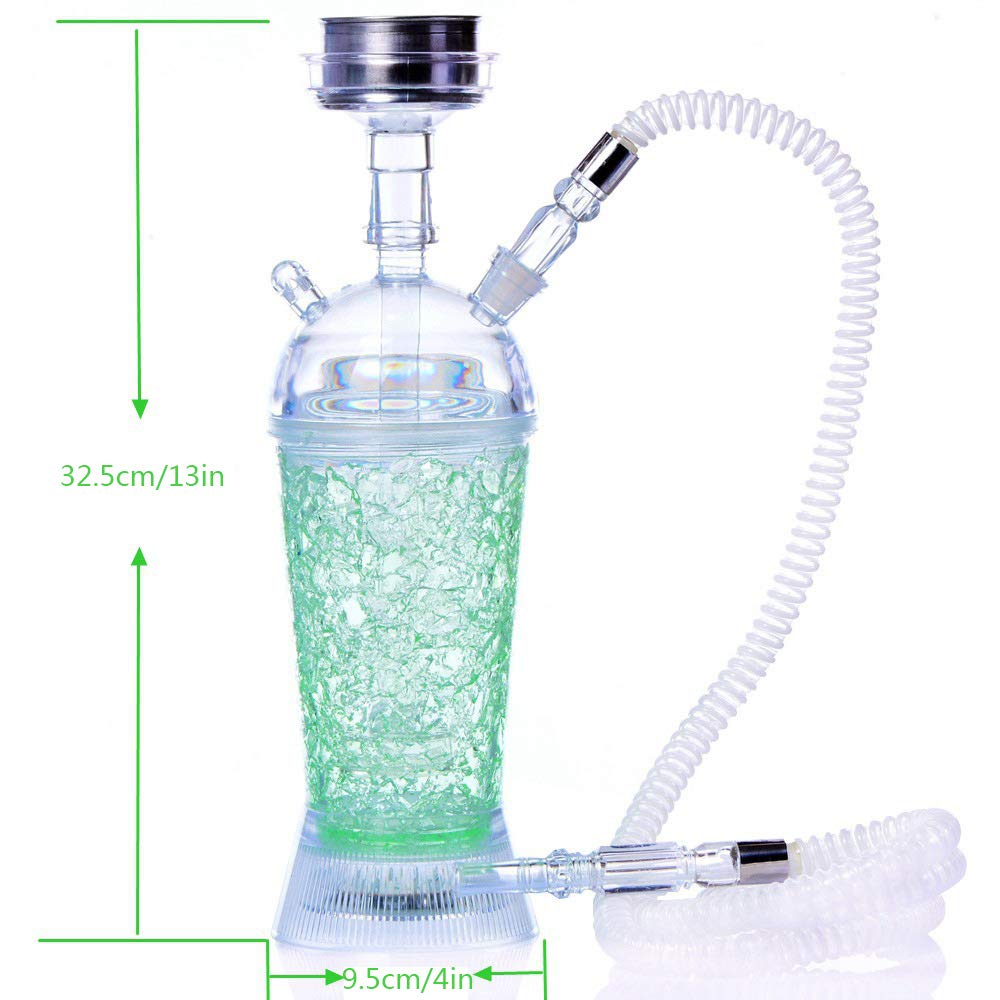 Cachimba Premium Conjuntocon Modern Acrílico Diseño Shisha LED con el Hollín, el Clip de Carbono, Y La Hoja de Lata Portátil Hookah Shisha,Rosado