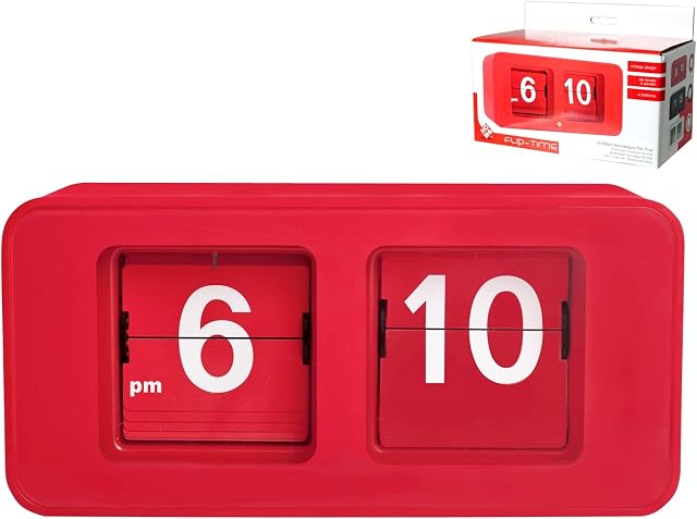 Home Flip Flop Table Clock, Plastic, Red