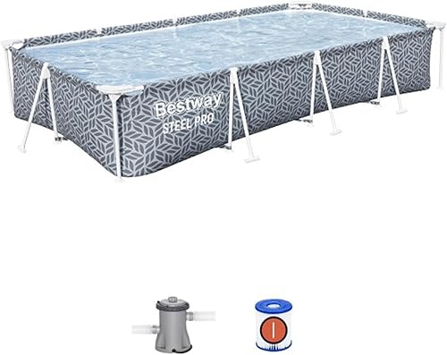 Miniatura 9 de Bestway Steel Pro - Juego de piscina rectangular sobre el suelo de 12 x 6 pies 7 pulgadas x 26 pulgadas con forro DuraPlus y sistema FrameLink, gris