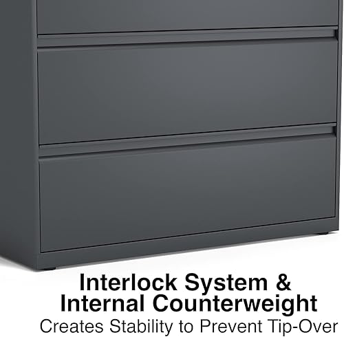 Miniatura 7 de Lorell Lima lateral de 3 cajones, 42 x 18-5/8 x 40-1/4 pulgadas, carbón