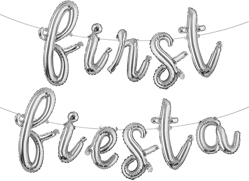 First Fiesta Birthday Decorations Mexican 1st Birthday Party Supplies Multicolor First Fiesta Balloons Mexican Uno Cactus Banner for Cinco De Mayo Taco Bout Uno Party Decor L FIRST FIESTA Silver