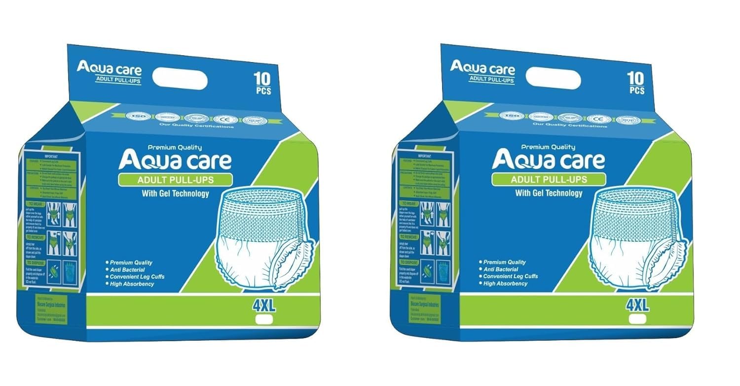 Aquacare Adult Diaper Pants 4XL Size (190–240 cm) | 10-Hour Absorption | Wetness Indicator | Odour Control | Anti-Bacterial Core | Pack of 2 (20 Pieces)-image-18