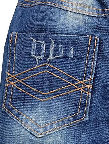 Kidscool Space Calça jeans infantil e meninos rasgados com orifícios elásticos na cintura de algodão