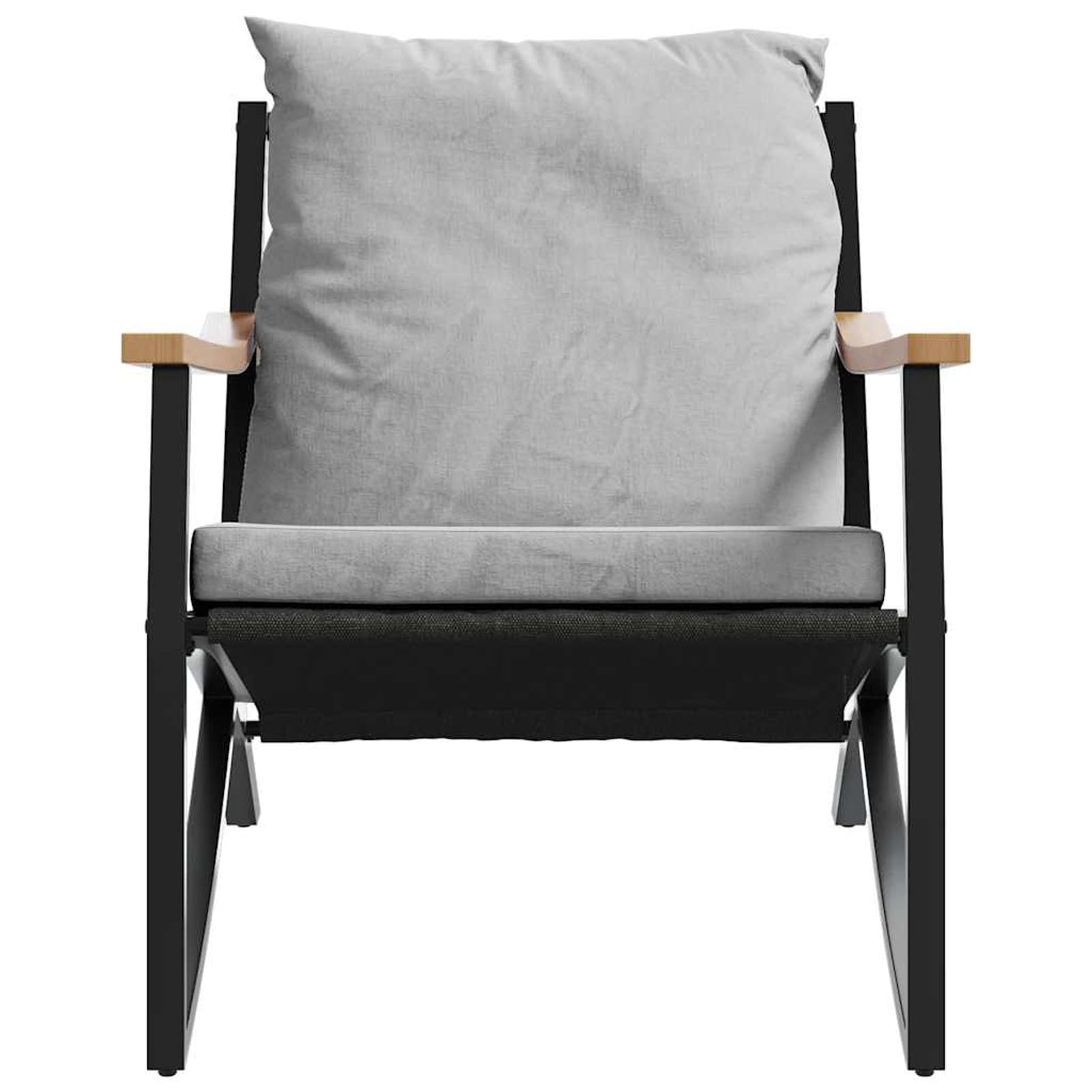 Sedie da giardino con cuscino, 2 pezzi, resistenti, impermeabili e resistenti ai raggi UV, in acciaio verniciato a polvere, nero, 65,5 x 79,5 x 68 cm, per terrazza e giardino