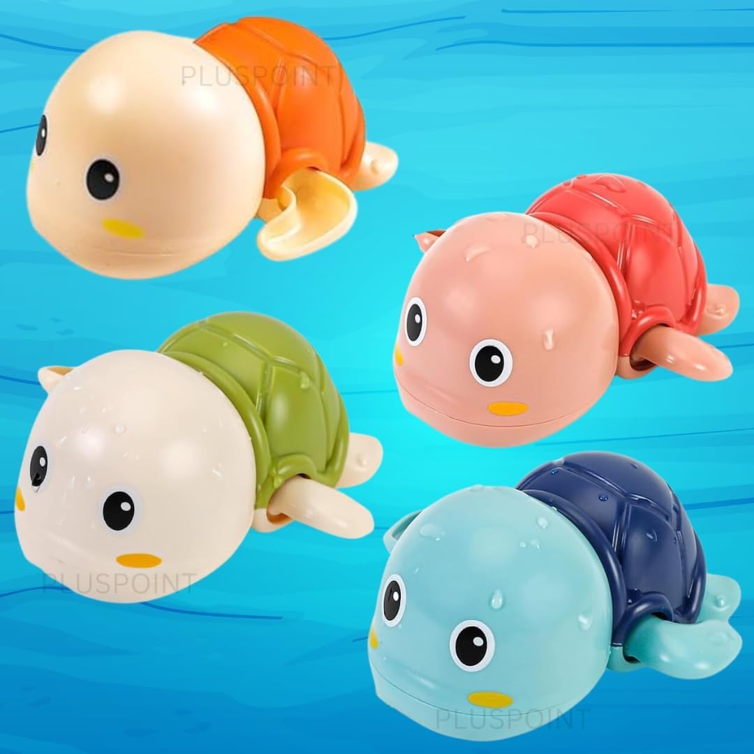 Bath Toys, 4 Pack Cute Swimming Turtle Bath Toys for Toddlers 1-3, Floating Wind Up Toys for 1 Year Old Boy Girl, New Born Baby Bathtub Water Toys, Preschool Toddler Pool Toys (4 Trutle)