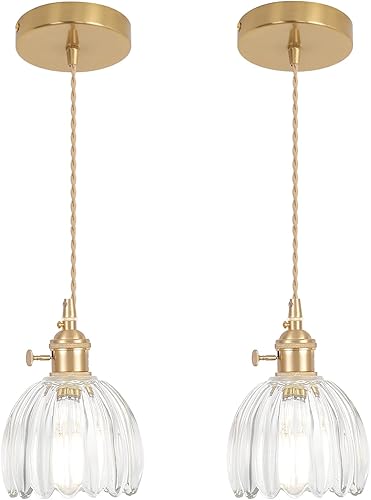 Miniatura 35 de Lámpara Colgante Enchufable Accesorio de Luz Colgante con Cable Interruptor de Encendido/Apagado Lámpara Colgante de Latón con Pantalla de Vidrio a