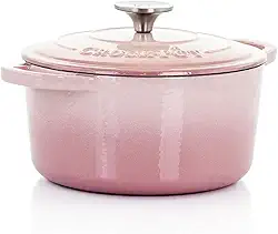 Crock-Pot Forno holandês redondo de ferro fundido esmaltado artesanal, 2,7 l, rosa blush