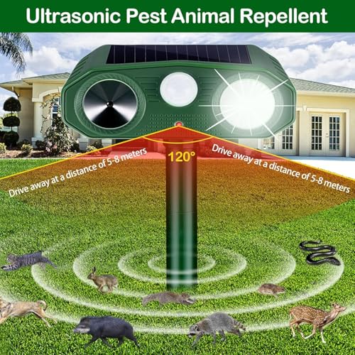 Katzenschreck Ultraschall Solar, Katzenschreck für Garten 3 Modus Marderschreck Tiervertreiber, Abwehrmittel Hundeschreck mit Bewegungsmelder und Blinklicht für Katzen Hunde Mäuse Vögel Marder