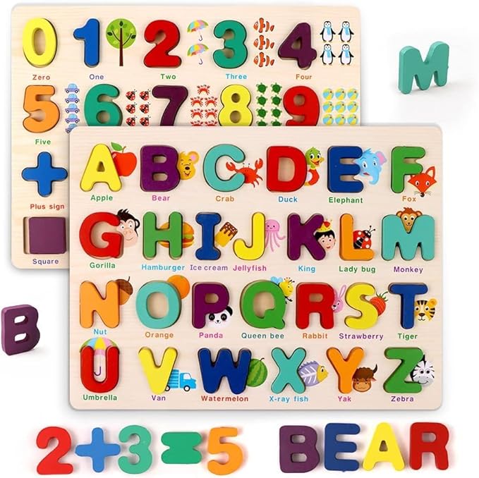 SNAPPYKIDS Wooden Puzzle Board Learning Preschool Early Educational ...