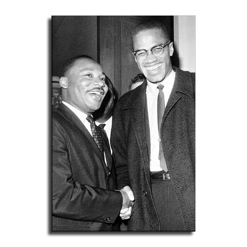 Great African American Men Malcolm X and Martin Luther King Jr Canvas Wall Art Poster Picture Print Home Room Decor Mural -76 (16x24inch-NoFramed)