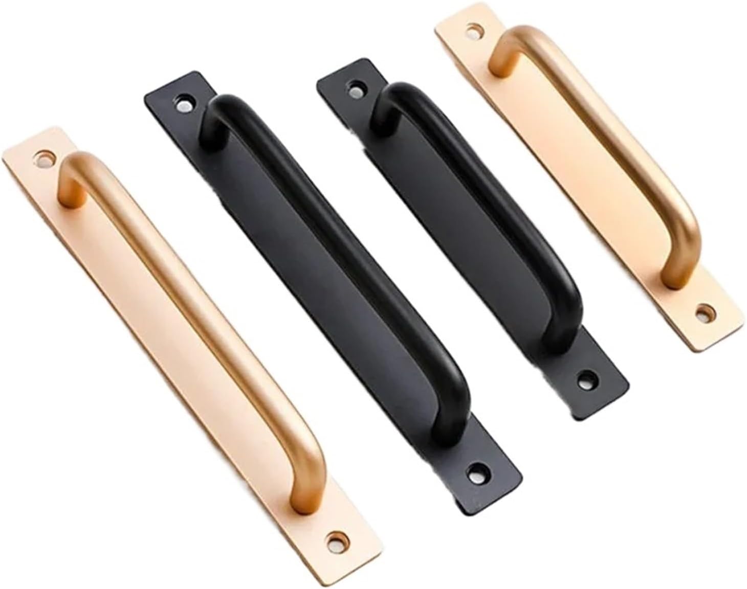 Aluminium Alloy Black Wardrobe Door Handles Balcony Bedroom Kitchen Door Pulls Drawer Knobs Furniture Room Door Hardware 2Pcs(Black 128mm)