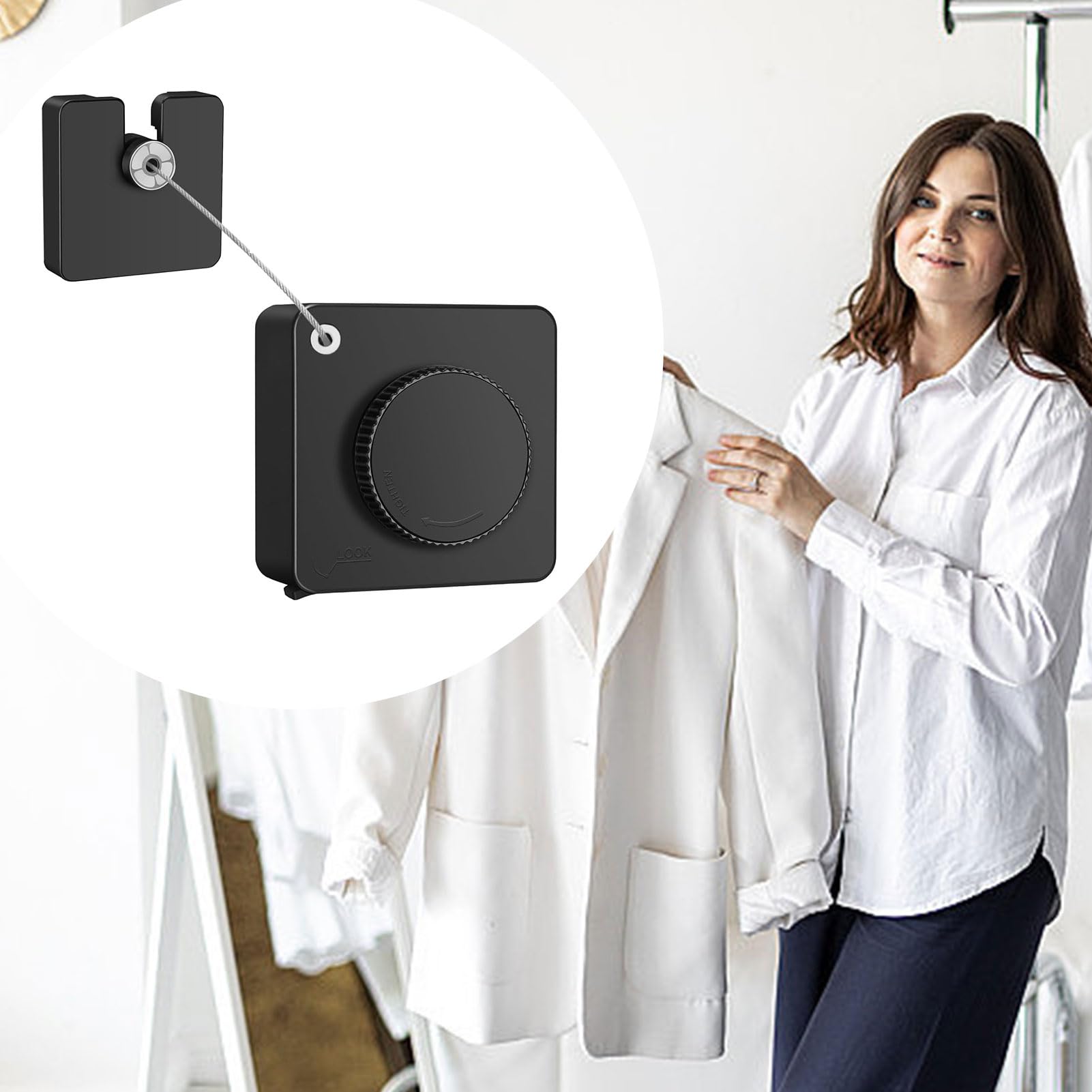 Stendibiancheria Retrattile 4,78 metri senza fori | Corda retrattile per interno ed esterno per box doccia dormitori campeggio viaggi bagno magliette asciugamani maglioni