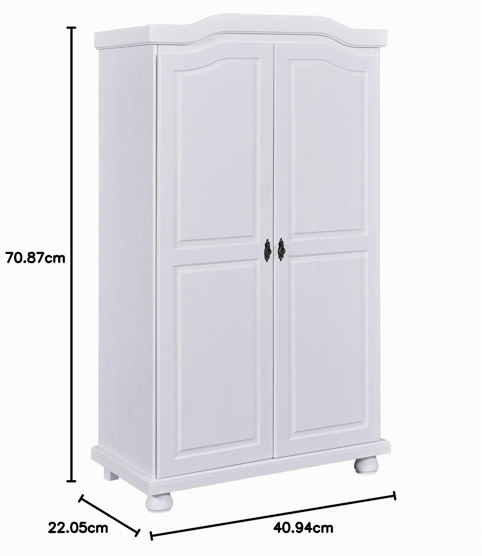 Inter Link - Armario funcional - 2 puertas - 5 nichos - Con espacio para colgar - Armario de pino macizo - Barnizado blanco - Ancho :104cm Fondo :56cm Alto : 180cm - Hedda