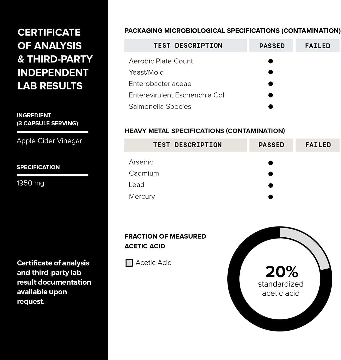 Toniiq Apple Cider Vinegar Capsules - Ultra High Potency 2,010mg Formula with 20% Acetic Acid & Cayenne Pepper - Made with The Mother - Third-Party Lab Tested - 120 Capsules - Image 6