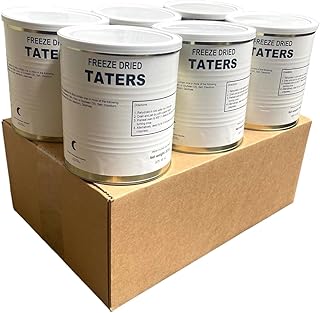 Military Surplus Freeze Dried Real Potato Tater Tots – #10 Can – 22 oz per Can – 25+ Year Shelf Life – Emergency Food Supply – Ready to Eat – Survival, Camping, Hunting, Backpacking – Long-Term Storage – Pack of 6
