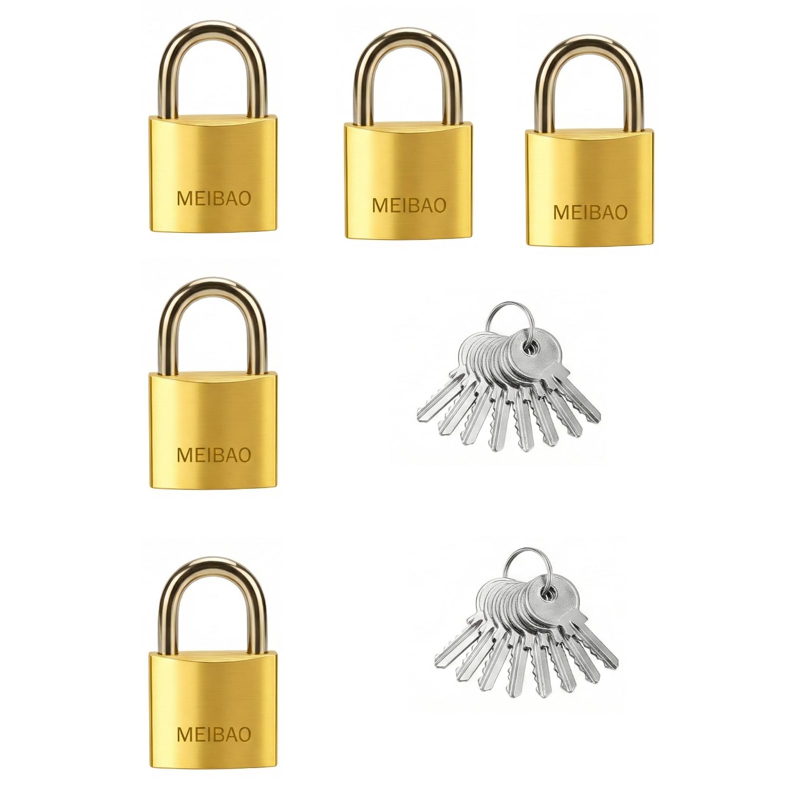 MEIBAO 25mm Small Brass Padlocks with Keys, Rust Resistant Core, Mini Luggage Locks for Suitcases, Backpacks, Gym Lockers and Toolboxes, Pack of 5-image-13