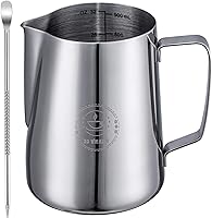 Vista 13 de Jarra de espuma de leche de 50 onzas, taza espumadora de leche de 1500 ml, jarra vaporizadora de leche de 50 oz, jarras de acero inoxidable, jarra