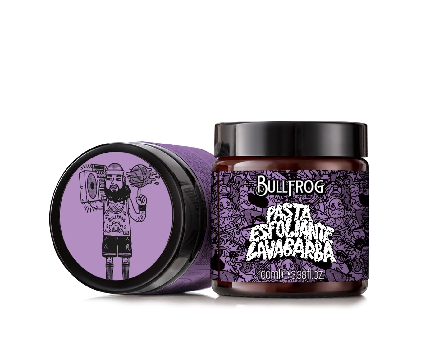 Bullfrog Pasta Esfoliante Lavabarba Limited Edition 100ml - Deterge in profondità la barba - Regala un aspetto ordinato (Viola)