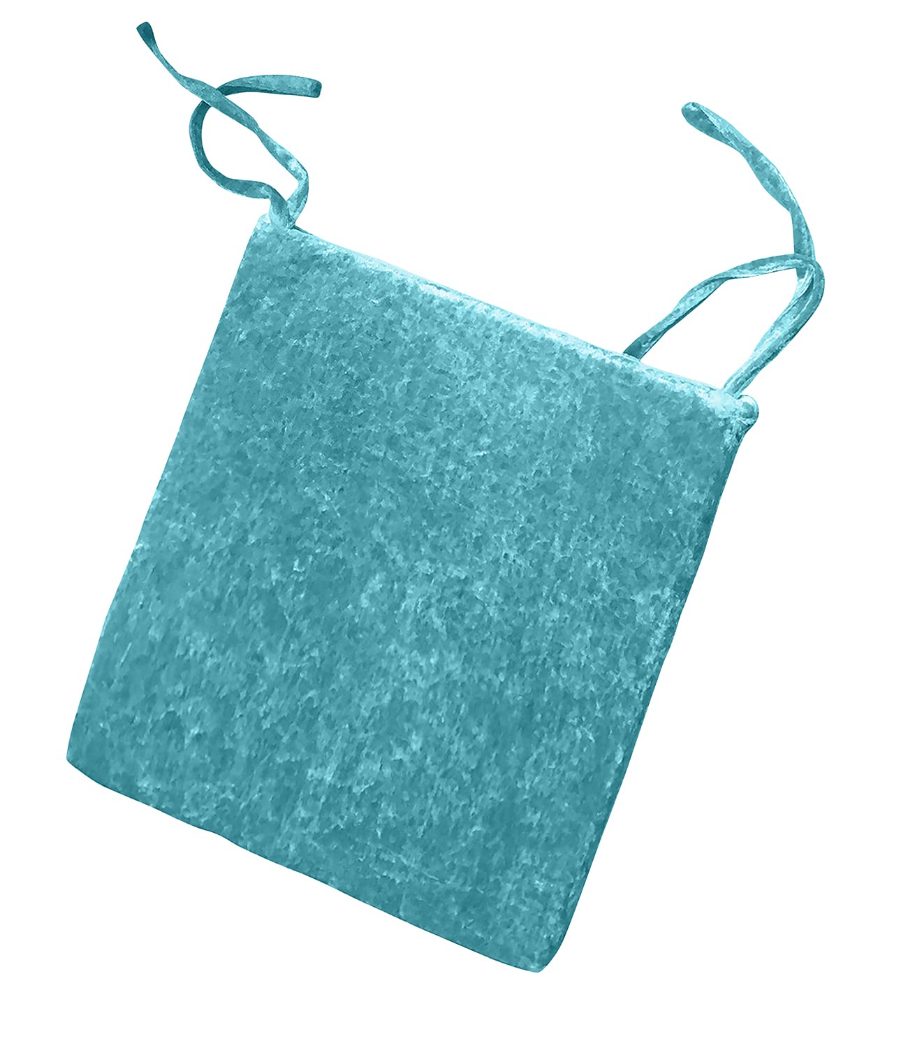 R&Z Set of 4 Padded Chair Velvet Seat Pads Cushion - Plain D Shaped Design 38x38x1.5cm (Teal Velvet, 8)