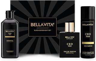 Bella Vita Luxury Black Edition Gift Set with CEO Man EDP Perfume 100ml, Body Parfum Deodorant 150ml & Refreshing Shower G... Price In India