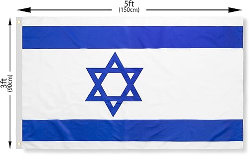 Miniatura 4 de DANF - Bandera de Israel de poliéster de 3 x 5 pies de grosor, resistente a la decoloración, ojales de latón, cabecera de lona, bandera nacional