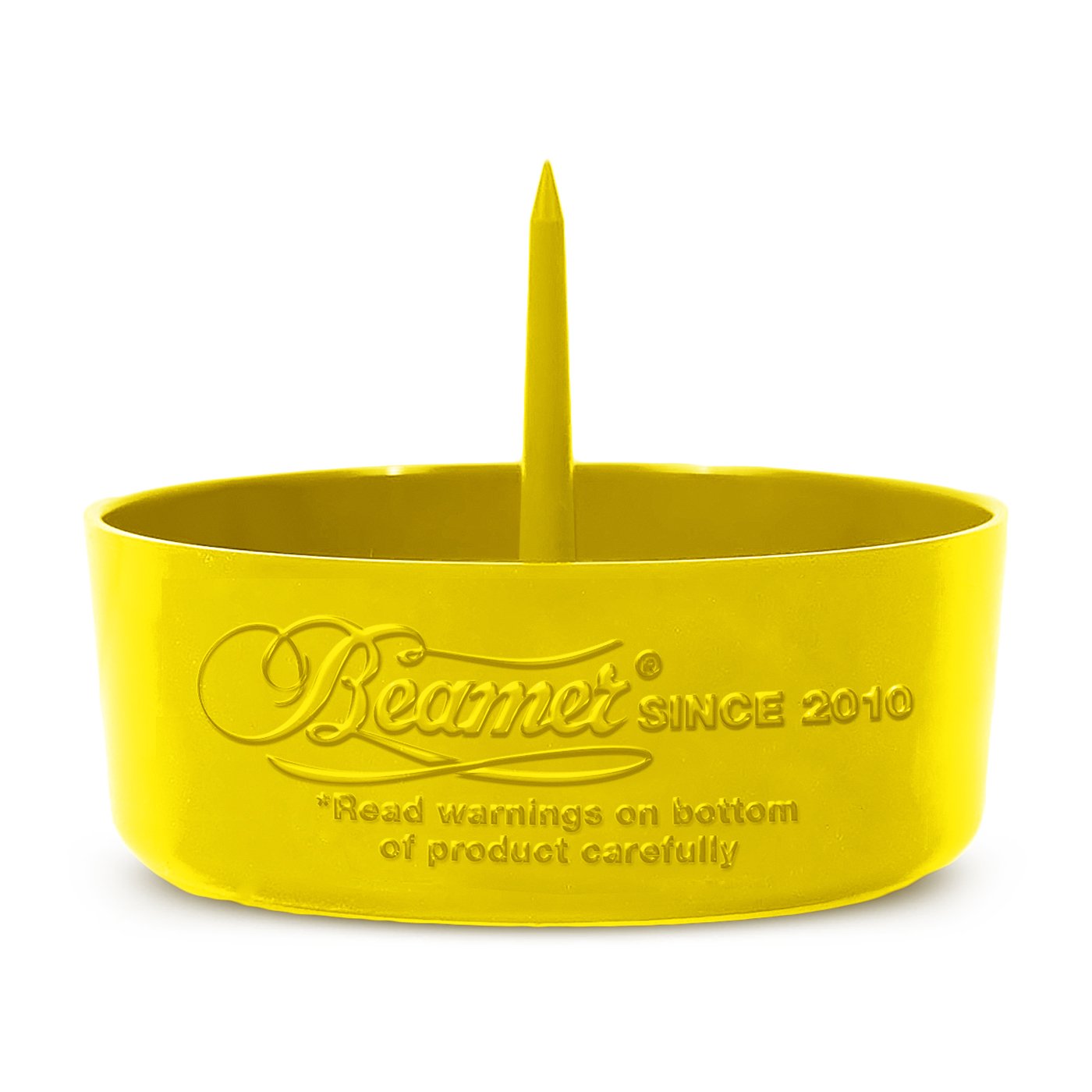 Beamer DePiper Yellow Ashtray with Built in Cleaning Poker Spike Tool to Clean out Pipes and Bowls Quickly and Mess Free and Beamer Smoke Sticker