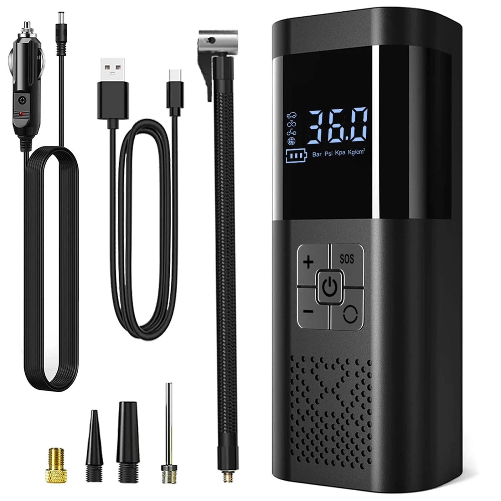 Pompe à Air de Voiture sans Fil Portable gonfleur de Pneu gonfleur de Pneu 12V compresseur d'air de Voiture avec manomètre