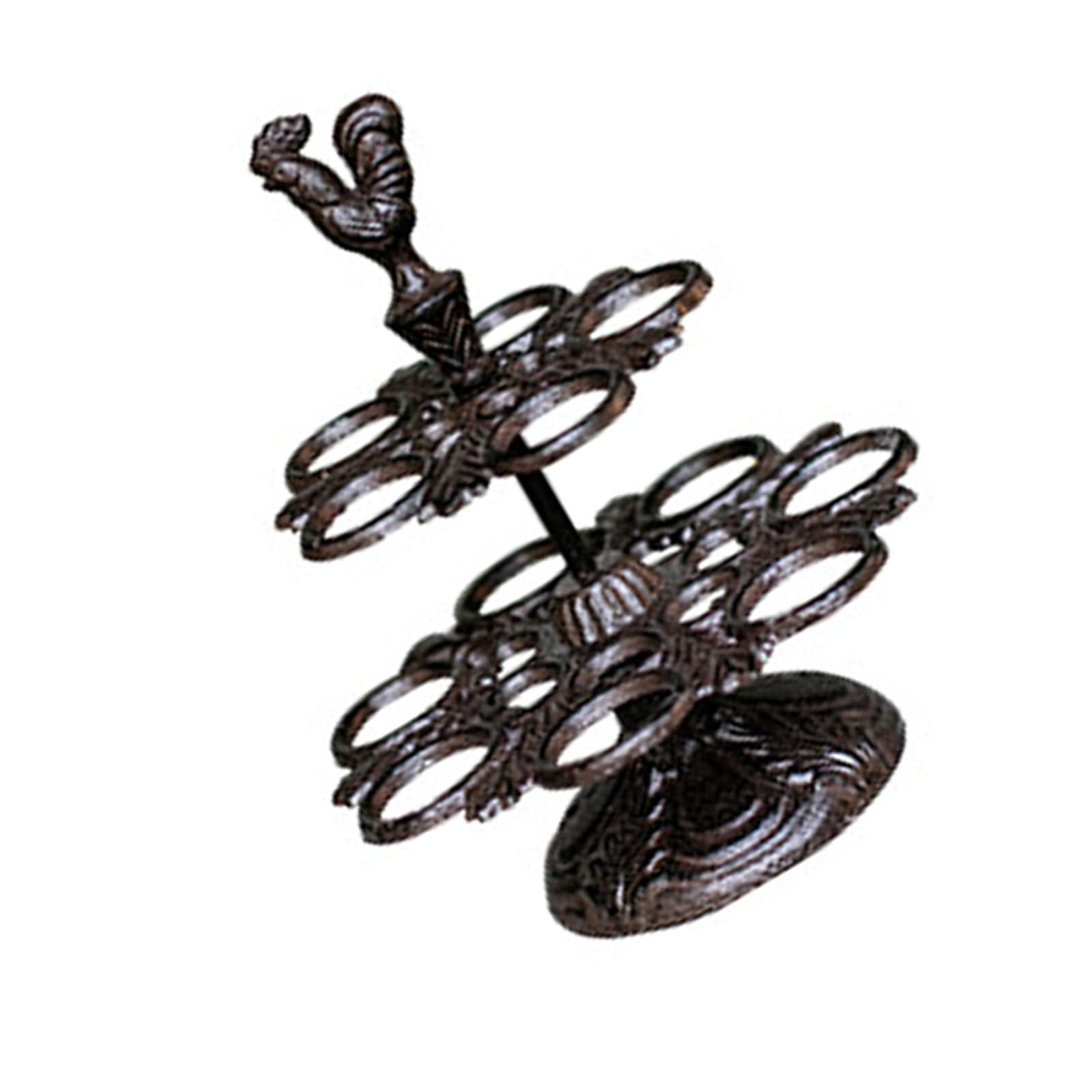 Easy Cleaning Surfaces Cast Iron Rooster Eggs Holder Retro Design Farmhouses Kitchens Counter Organizers Storage Rack Cast Iron Holder