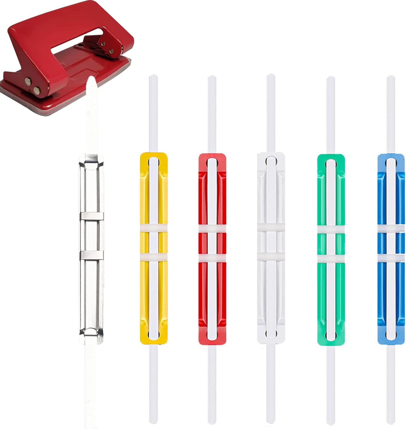 200pcs Prong Fasteners Set with 2 Hole Punch,Paper