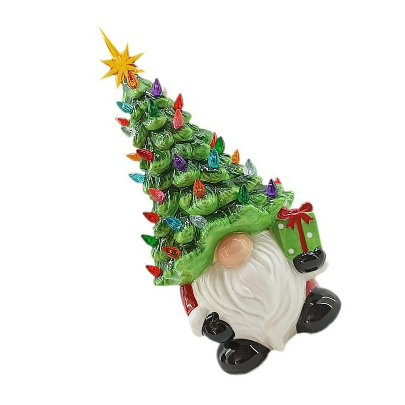 YROHGKPN Prelit Resin Sculpture, Stable Base Indoor Outdoor Christmas Decoration for Family Gnomes Old Resin Christmas Tree Portable Holiday Fireplaces Decoration