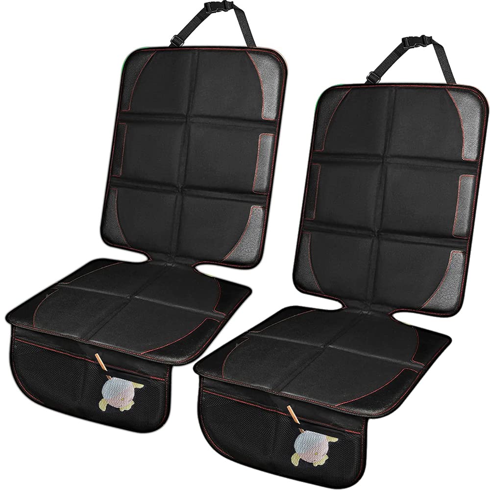 Protezione per seggiolino auto, impermeabile, pieghevole, in pelle, con imbottitura più spessa e retro antiscivolo, tasche portaoggetti in rete per sedili berline SUV (2)