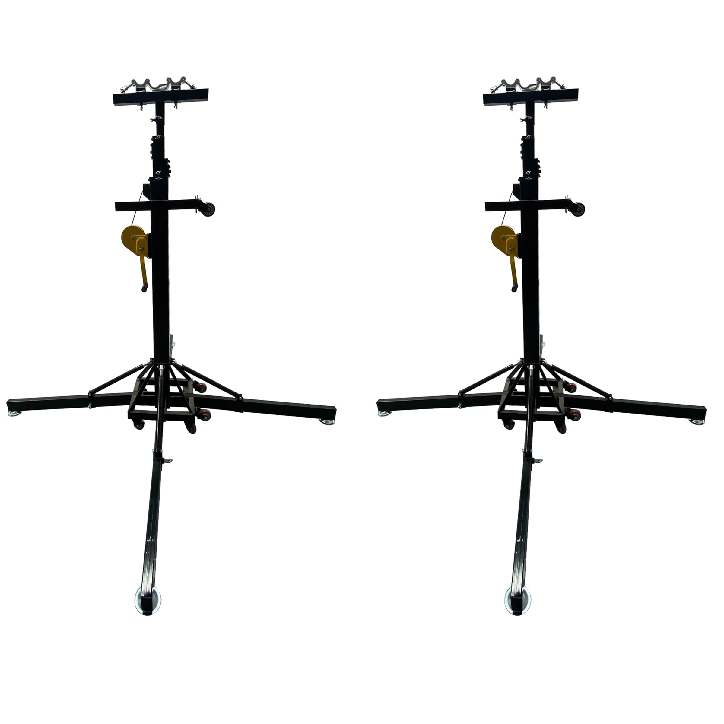 TECHTONGDA Two Crank Up Light Stands, 20ft Lighting Crank Stands, Heavy-Duty Truss Stand Lighting Truss System with 500 lb Load Capacity, Outriggers & Locking Casters for DJ, Bar, Stage, Stadium Use