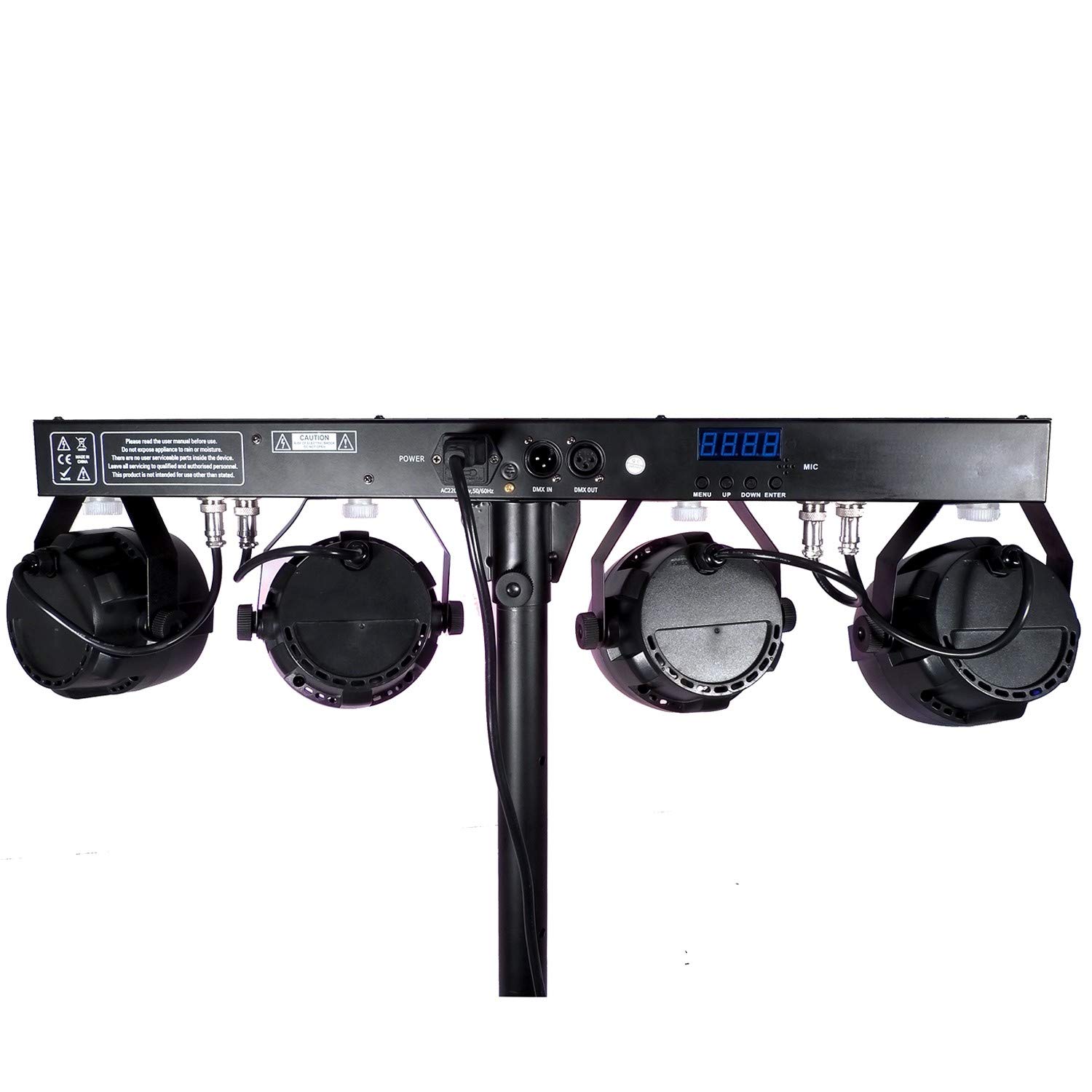 X-Performer BAR - Pack de jeux de lumières Portique avec 4 PAR Incandescents Noir Métal, Verre - 18 programmes - +Tél