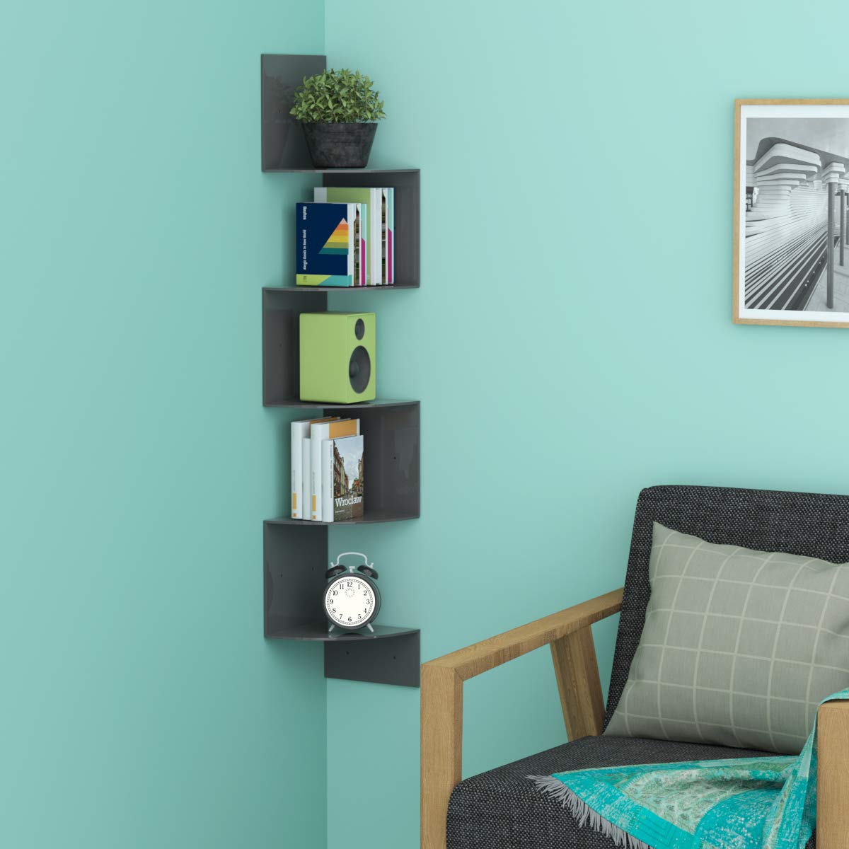 Buy HIIMIIE Acrylic Corner Wall Shelf Wall Storage Organizer 5 Tier Zig