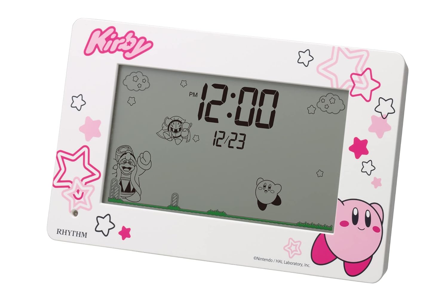 Rhythm 8RDA81KB03 Kirby Star Alarm Clock Funny Action Digital Clock with Calendar Pink 4 9 x 6 4