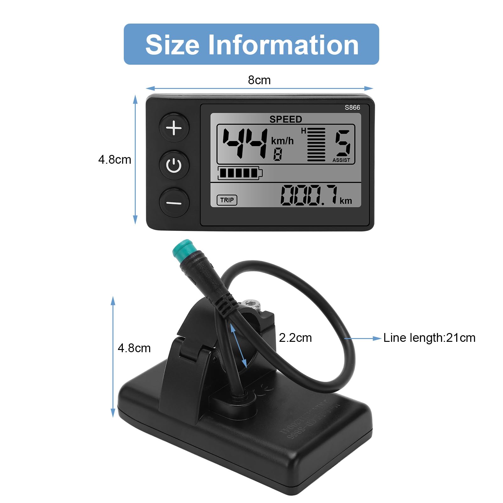 Misuratore Display LCD per Bici Elettrica Misuratore Display LCD per Bici Elettrica, Misuratore Display LCD S866 Pannello di Controllo 24V 36V 48V Spina Impermeabile Display LCD