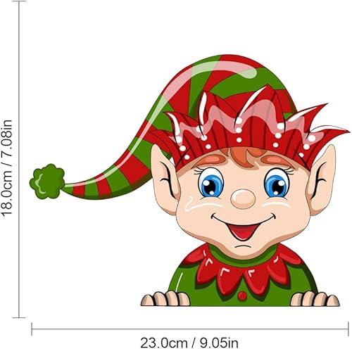 Miniatura 2 de Leniutor 2 calcomanías navideñas de elfo que se asoman, lindas calcomanías de Papá Noel, muñeco de nieve, reno, para ventana, parachoques,
