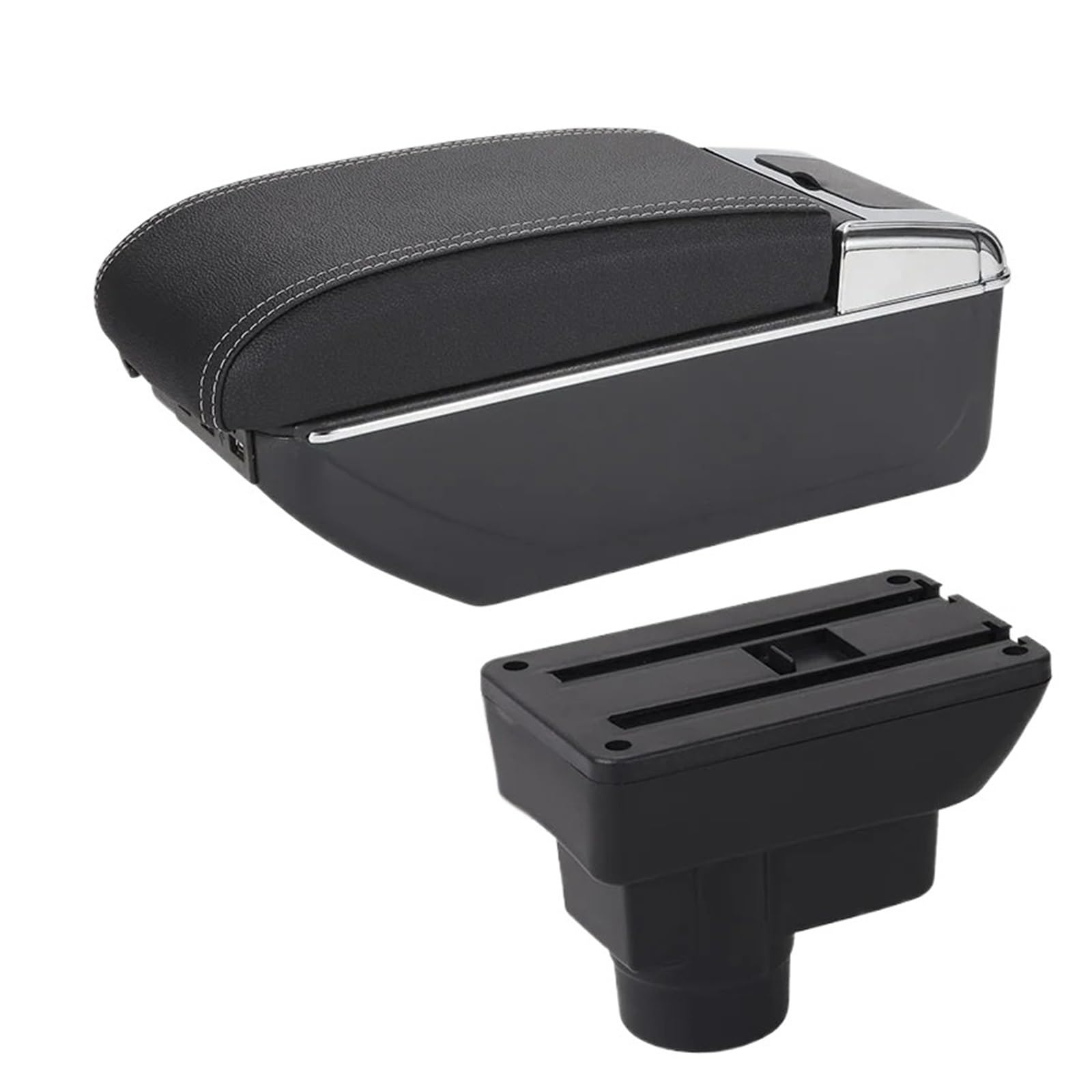 UMDJJU For Opel For Corsa D Car Armrest Backrest Interior Retrofit Part Storage Box Accessorie Car Centre Console Armrest Box(B3 Black white 7USB)