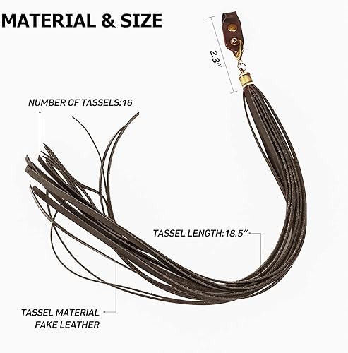 Miniatura 6 de WTZMOTO Borla para manillar de motocicleta, agarres universales de cuero, flecos, compatible con barra de motocicleta de 22 a 0.984 in