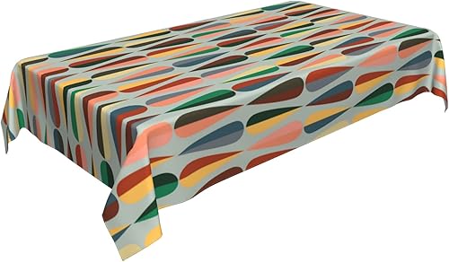 Miniatura 6 de Mantel rectangular retro de mediados de siglo, impermeable, lavable, para decoración de cocina, comedor, 60 x 90 pulgadas