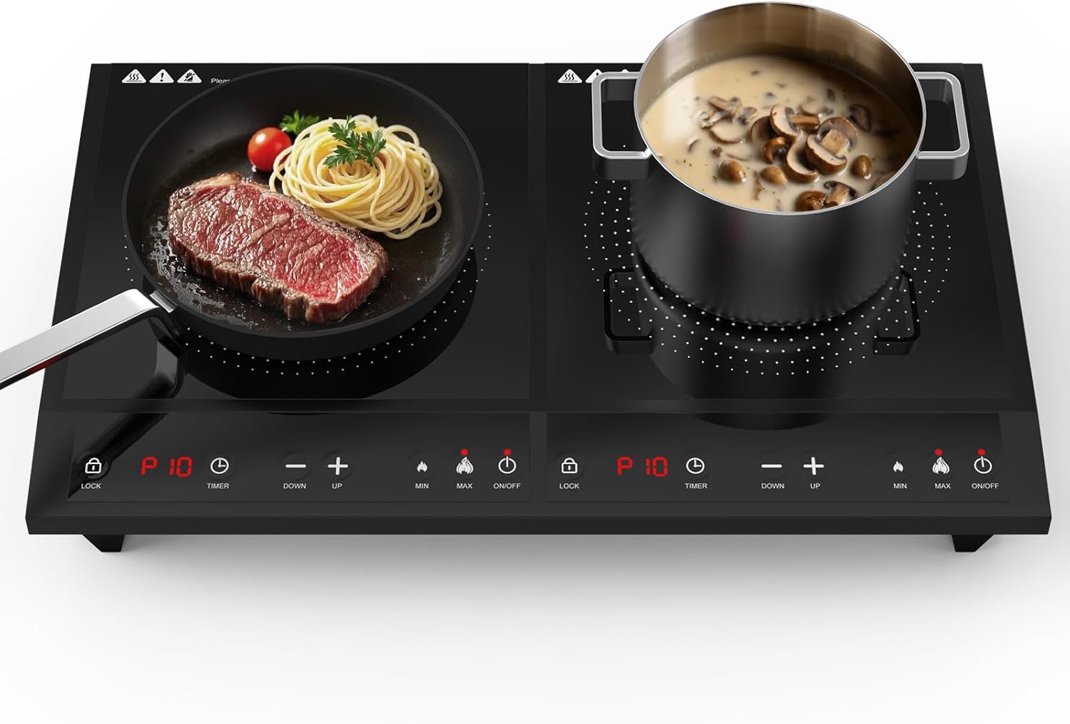 Double Induction Cooktop,Portable Induction Cooker with 2 Burner Independent Control,Ultrathin Body,10 Temperature,1800W-Multiple Power Levels,3 Hour Timer,Safety Lock Double Induction Cooktop,Portable Induction Cooker with 2 Burner Independent Control,Ultrathin Body,10 Temperature,1800W-Multiple Power Levels,3 Hour Timer,Safety Lock