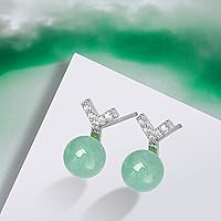 Vista 43 de Jade Earrings Studs,Green Jade Earrings for Women,925 Sterling Silver Earrings Studs for Sensitive Ears,Handmade Jade Earrings for Birthday