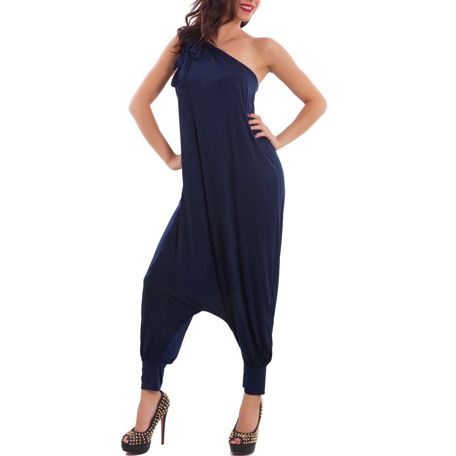 Toocool - Overall Donna Harem Turca Pantaloni Tutina Tuta Monospalla Fiocco Nuovo FI-2610