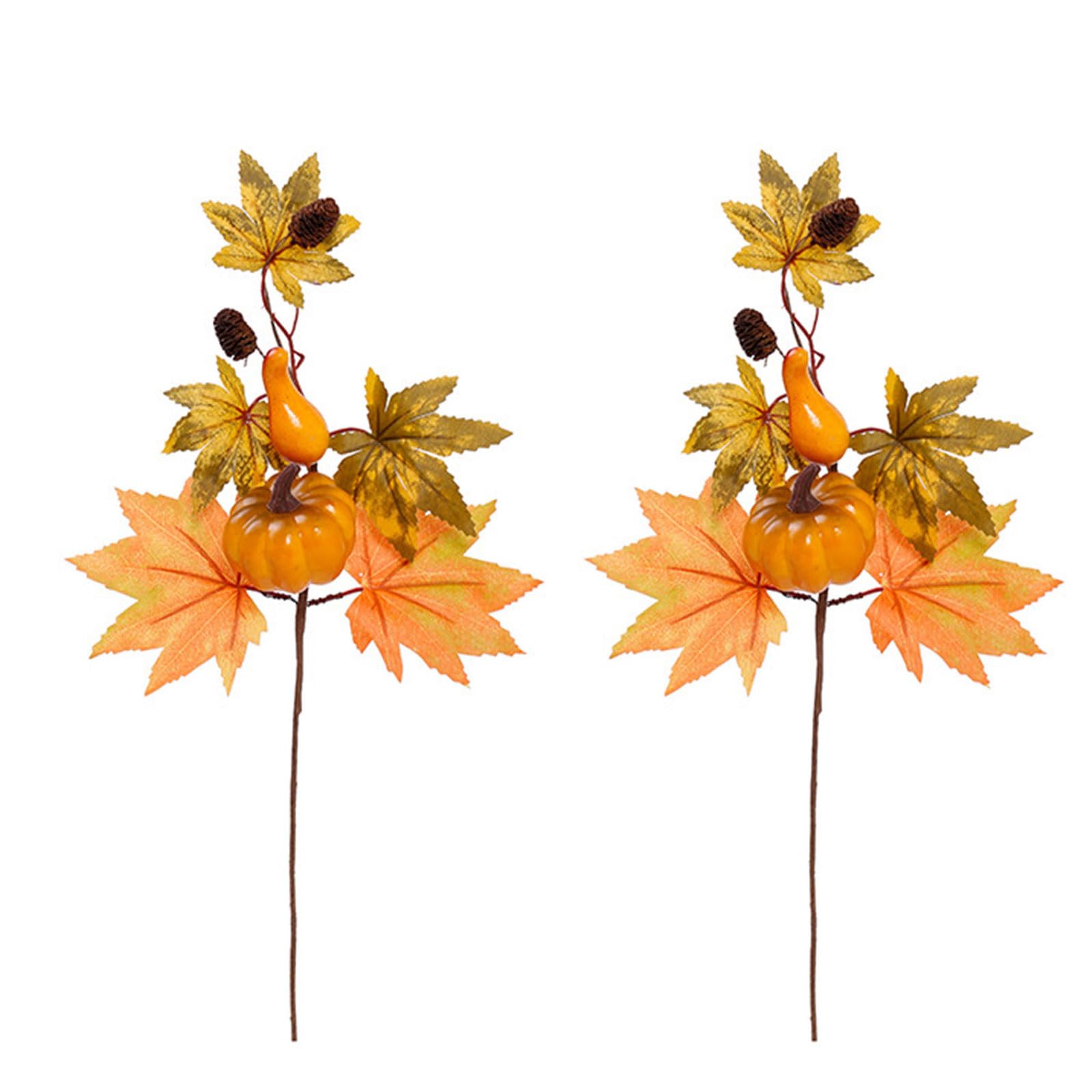YWLUUOO Of 2 Autumn Decoration Artificial Maples Branch Thanksgiving Flower Arrangement Seasonal Table Centerpieces Thanksgiving Table Centerpieces