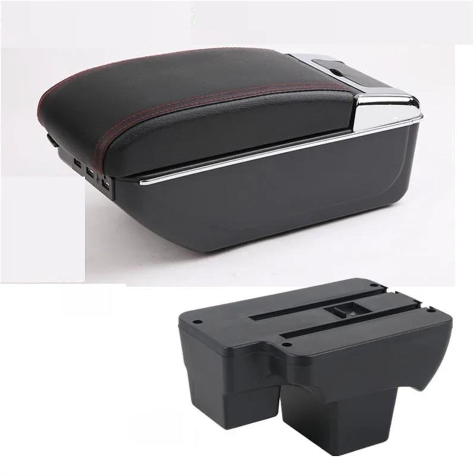 NOHEEU Car Armrest Box Dedicated Retrofit 2019-2024 Storage Parts Accessories For Polo(D1 style red lin)