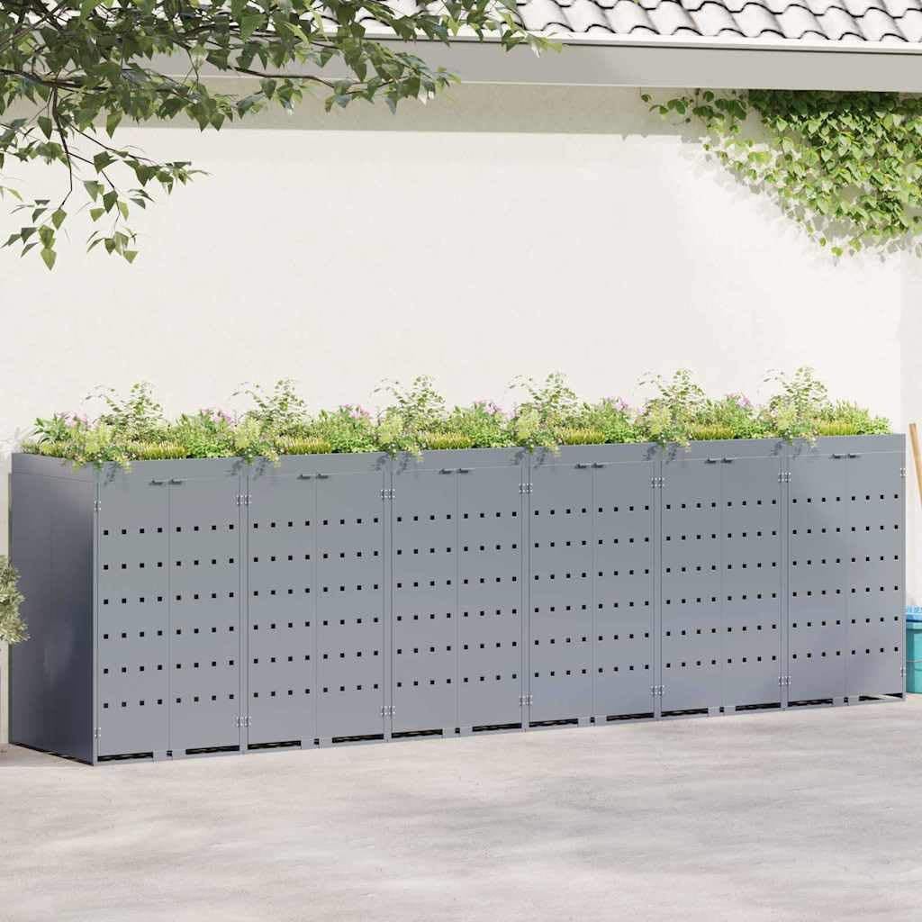 Genérico Almacenamiento de Cubos Wheelie para 6 Cubos Gris Claro,Casa y jardín,Productos del hogar,Accesorios para contenedores de residuos,Soportes para contenedores de residuos-3394752