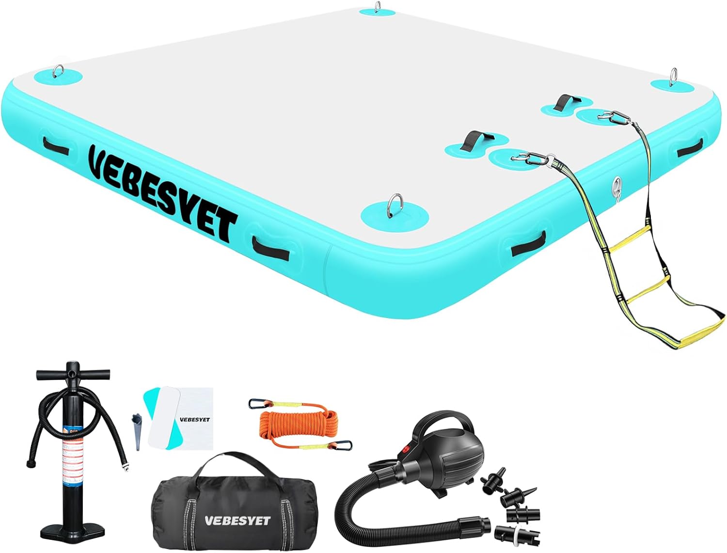 Photo 1 of Floating Dock Inflatable Platform, 6/8 Inch Thick Multi-Person Swim Inflatable Floating Dock Floats with Storage Bag for Beach Lake Boating Pool